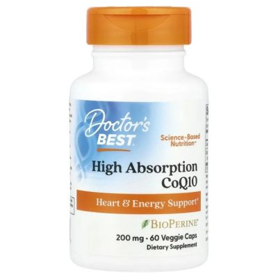 Doctor's Best, легкоусвояемый коэнзим Q10 с черным перцем BioPerine, 200 мг, 60 капсул