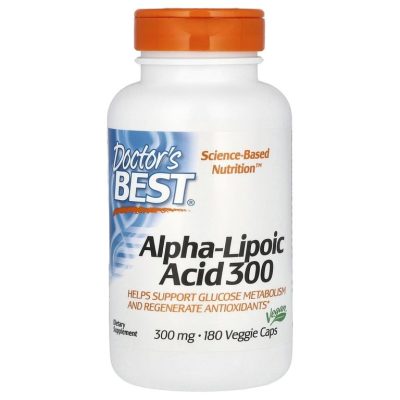 Doctor's Best, альфа-липоевая кислота (АЛК) 300 мг, Alpha-Lipoic Acid 300, 180 капсул