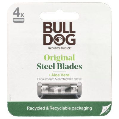 Buldog Skincare, Steel Blades, Сменные кассеты для бритвы с 5 лезвиями для мужчин, с алоэ, 4 штуки