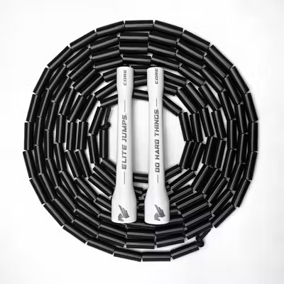 Elite Jumps cкакалка бисерная для трюков Do Hard Things Beaded Jump Rope черная с белыми ручками