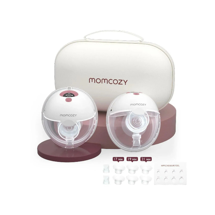 Momcozy M5 Smart, молокоотсос электрический беспроводной, двойной, цвет Cozy Red (уютный красный)