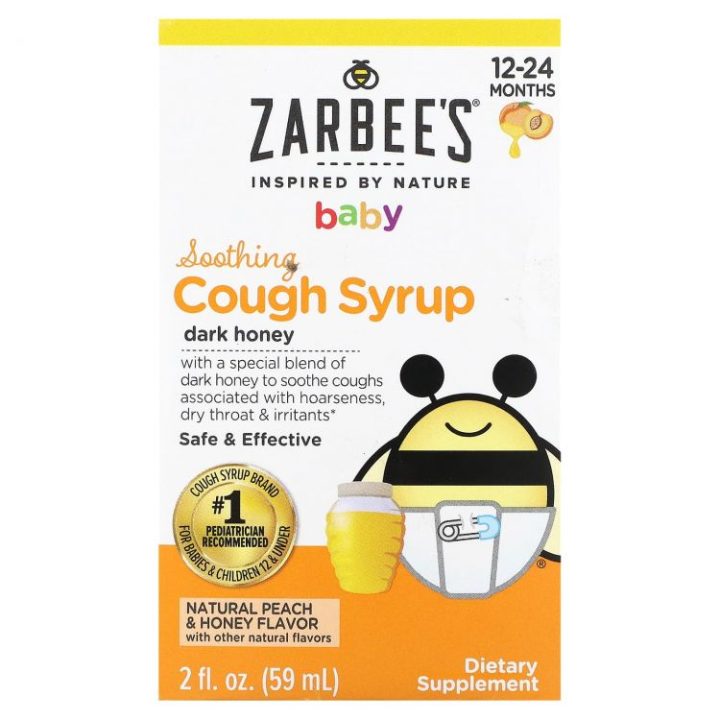 Zarbee's, Baby Cough Syrup, детский сироп от кашля, 12-24 мес, персик/мед, 59 мл