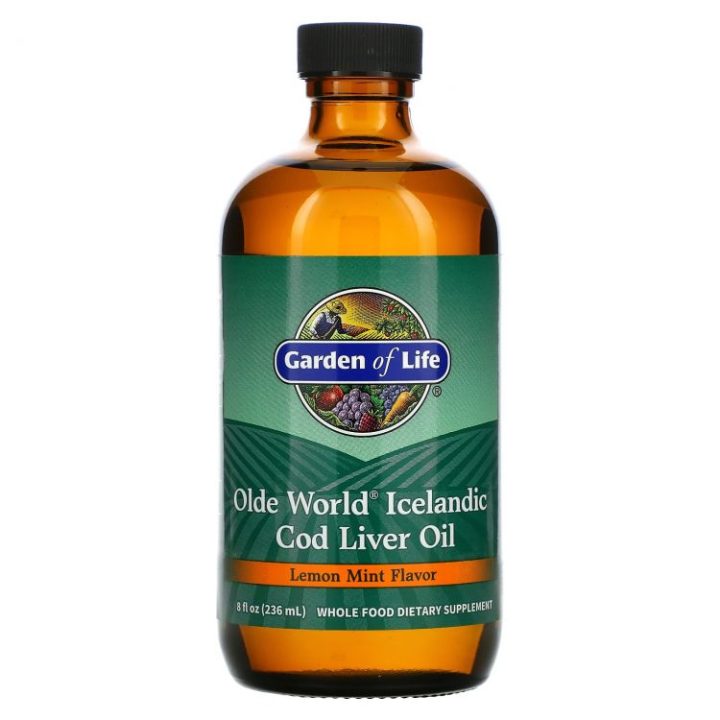 Garden of Life, Масло печени исландской трески, Cod Liver Olde World, вкус лимонной мяты, 236 мл