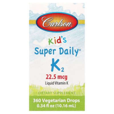 Carlson, витамин К2 для детей, Super Daily Kid's, 22,5 мкг, 10,16 мл