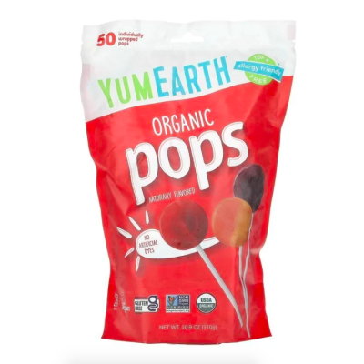 YumEarth, Organic Pops, Органические леденцы, ассорти, 50 леденцов