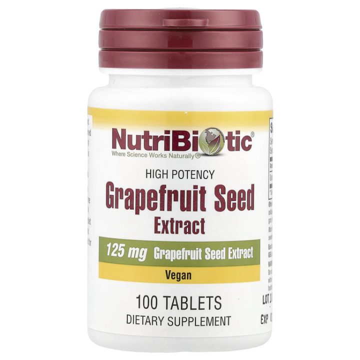 NutriBiotic, GSE, экстракт косточек грейпфрута 125мг, 100 таблеток