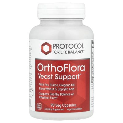 Protocol for Life Balance, OrthoFlora Yeast Support, поддержка здоровой кишечной флоры, 90 капсул