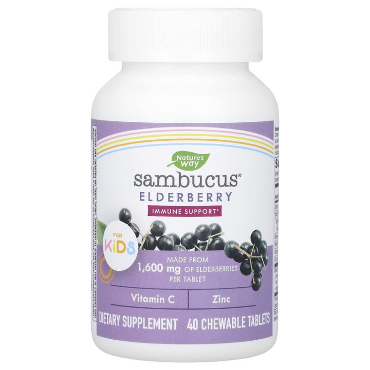 Nature's Way, Бузина для детей 2+, Sambucus for Kids, 40 жевательных таблеток