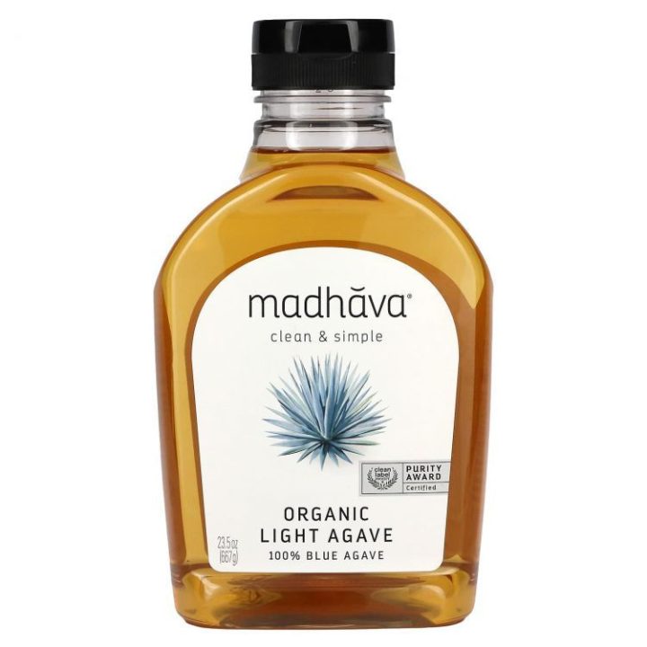 Madhava, Сироп голубой агавы, натуральный подсластитель, Organic Golden Light Blue Agave, 667 г
