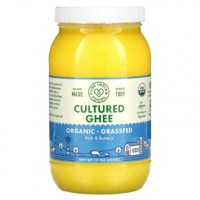 Pure Indian Foods, Ghee, Органическое топленое масло ГХИ, 425 г