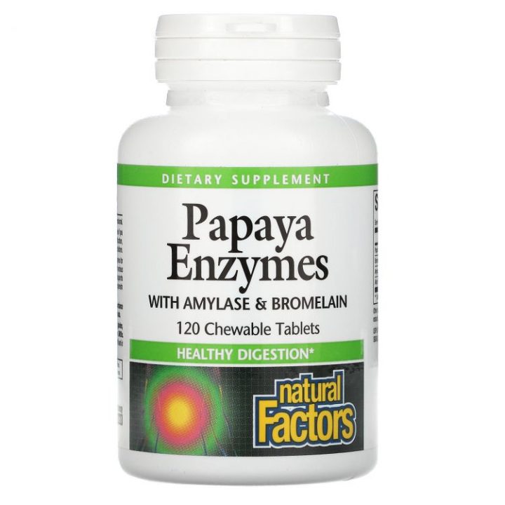 Natural Factors, Ферменты папайи с амилазой и бромелаином, Papaya Enzymes, 120 таблеток
