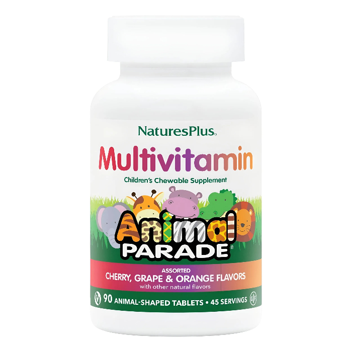 NaturesPlus, Мультивитамины для детей Animal Parade, со вкусом вишни, винограда, апельсина, 90 таблеток