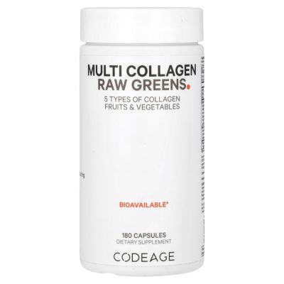 CodeAge, Nature, Мульти коллаген + сырая зелень, Mutli Collagen Raw Greens, 180 капсул