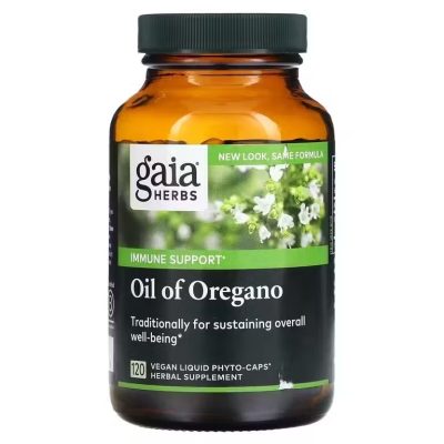 Gaia Herbs, Масло орегано, поддержка иммунитета, 120 вегетарианских жидких фито-капсул