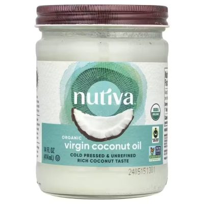 Nutiva, Organic Coconut Oil, Органическое кокосовое масло первого отжима, 414 мл