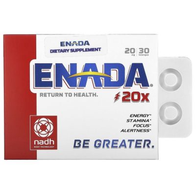 ENADA, NADH, ЭНАДА, 20x, 20 мг, энергия и выносливость, 30 пастилок