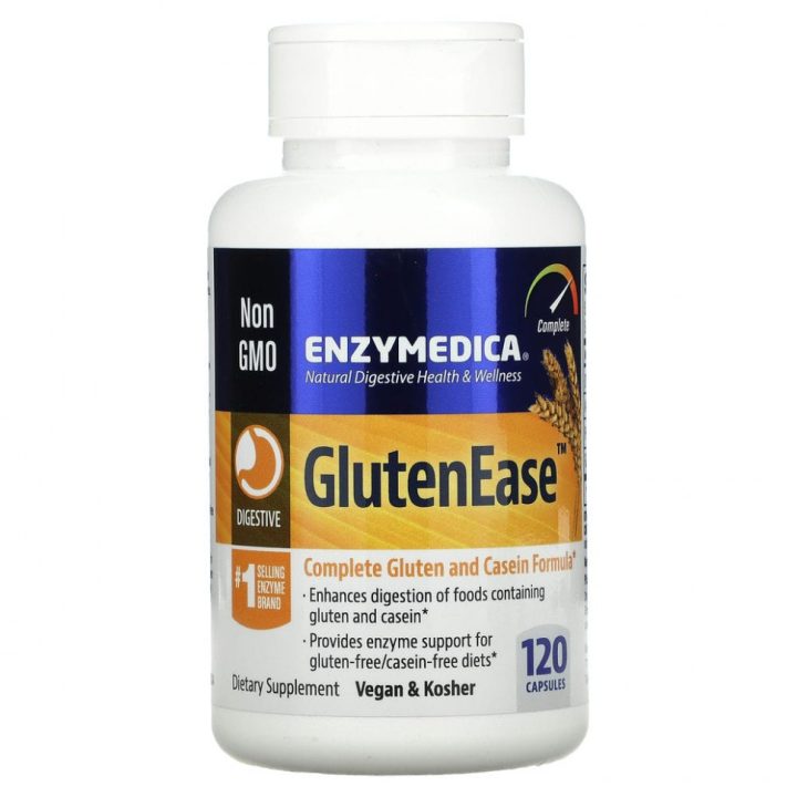 Enzymedica, GlutenEase, формула для переваривания глютена и казеина, 120 капсул