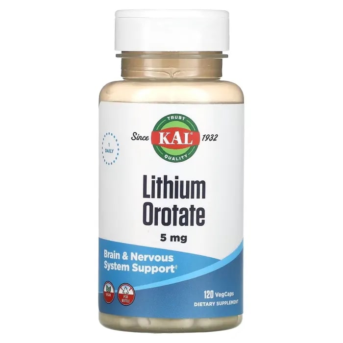 KAL, Оротат лития, Lithium orotate, 5 мг, 120 капсул