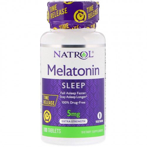 Melathonin, Sleep, мелатонин, медленное высвобождение, 5 мг, 100 таблеток