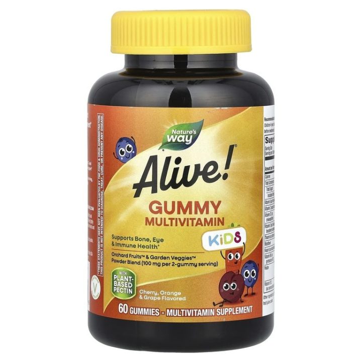 Nature's Way, Alive! Kids, мультивитамины для детей, вишня, апельсин, виноград, 60 таблеток