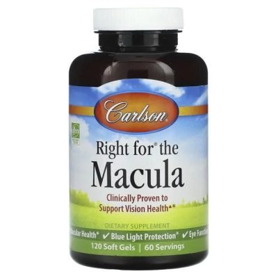 Carlson, Kомплекс для здоровья глаз с ДГК, лютеином и зеаксантином, Right for the Macula, 120 мягких таблеток