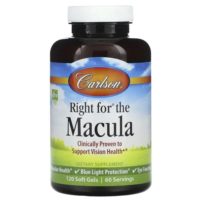 Carlson, Kомплекс для здоровья глаз с ДГК, лютеином и зеаксантином, Right for the Macula, 120 мягких таблеток