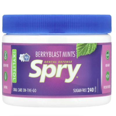 Xlear, Spry, жевательная резинка для защиты зубов без сахара, вкус ягоды и мята, 240 штук