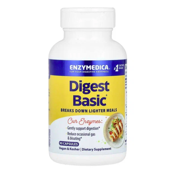 Enzymedica, Digest Basic, Пищеварительные ферменты, 90 капсул
