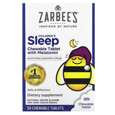 Zarbee's, Children's Sleep Chewable Tablet with Melatonin Supplement, мелатонин, 50 таблеток