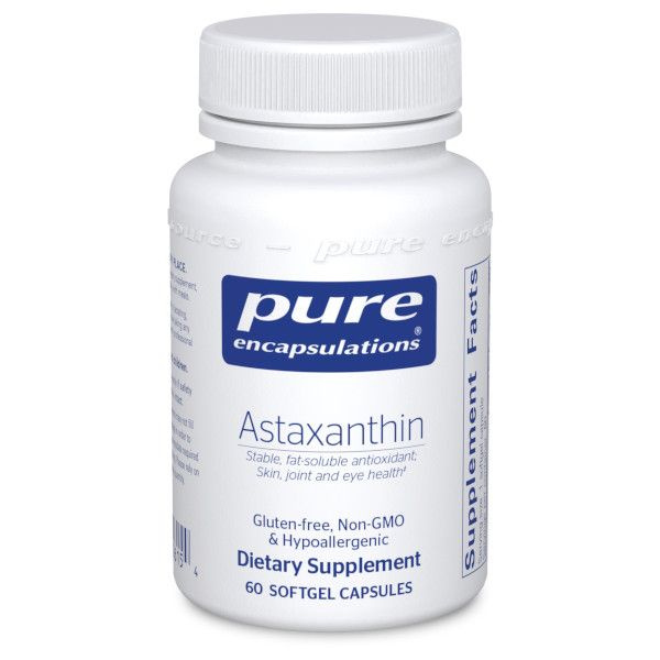 Pure Encapsulations, Astaxanthin, Астаксантин, антиоксидант, 4 мг, 60 мягких капсул