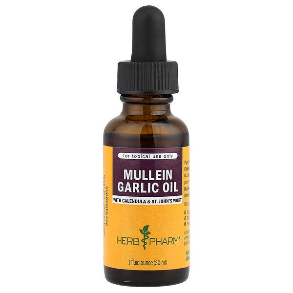 Herb Pharm, Mullein Garlic Oil + Calendula, масло коровяка и чеснока с календулой, 30 мл