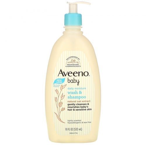 Aveeno Baby, Moister Wash Shampoo, Детский шампунь и средство для мытья, 532 мл