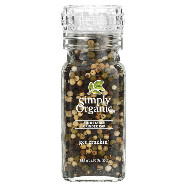 Simply Organic, Peppercorn Mix, Get Crackin, Смесь перцев с мельницей, 85 г