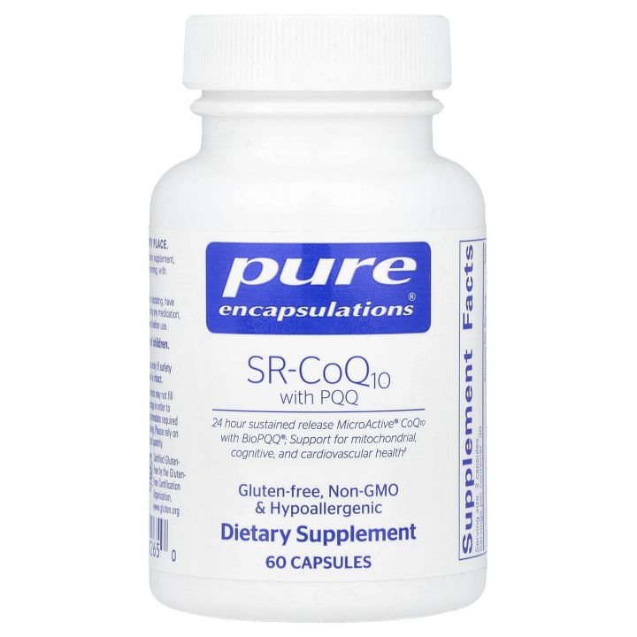 Pure Encapsulations, SR-CoQ10 с PQQ, Коэнзим Q10 + PQQ, 60 капсул