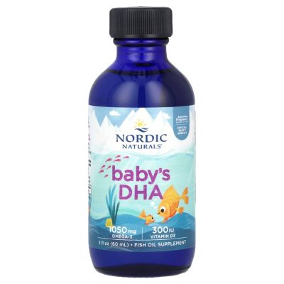 Nordic Naturals, Оmega-3+D3 для детей с рождения/омега-3 DHA 485мг+д3 300ед, 60мл