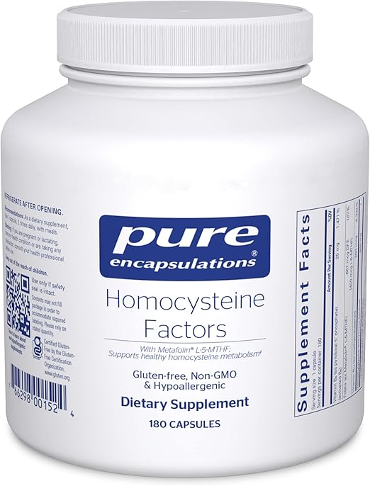 Pure, Homocysteine Factors, Поддержание нормального уровня гомоцистеина, 180 капсул