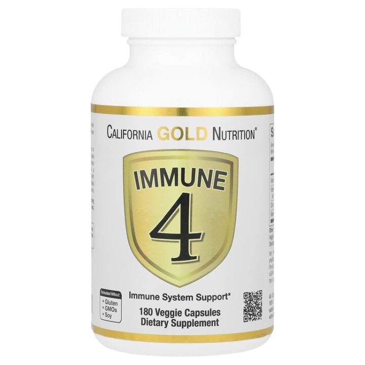 Immune 4, средство для поддержки иммунитета, California Gold, 180 капсул