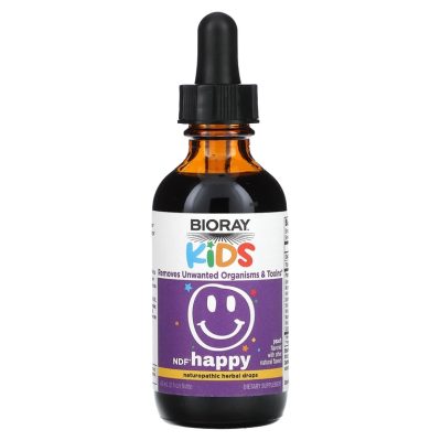 Bioray, NDF Happy, Kids, выведение нежелательных организмов у детей, вкус персика, 60 мл