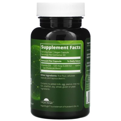 MRM, Веганский витамин Д3, Vegan Vitamin D3, 5000 МЕ, 60 капсул