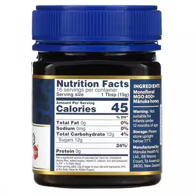 Manuka Health, Мед манука, необработанный, UMF 13+, MGO 400+, 250 г
