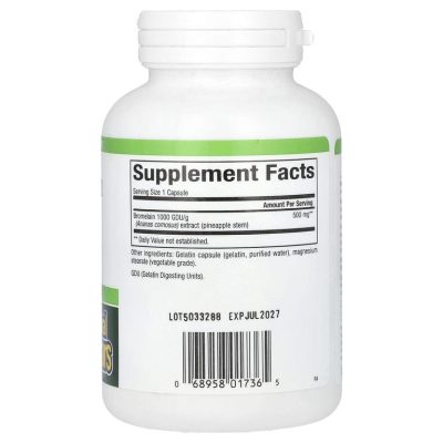Natural Factors, Bromelain, Бромелаин, 500 мг, 180 капсул
