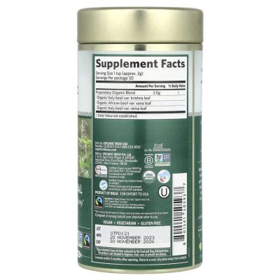 Organic India, Листовой травяной чай тулси, 100 г (3,5 унций)