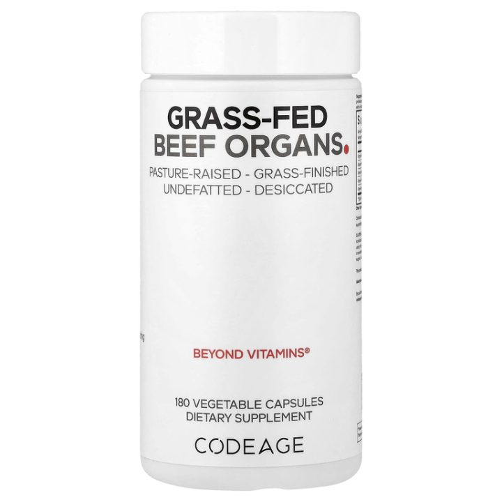 CodeAge, говяжьи органы травяного откорма, Grass-fed Beef Organs, 180 капсул