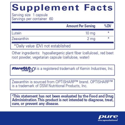 Pure Encapsulations, Lutein / Zeaxanthin, Лютеин + Зеаксантин, 60 капсул