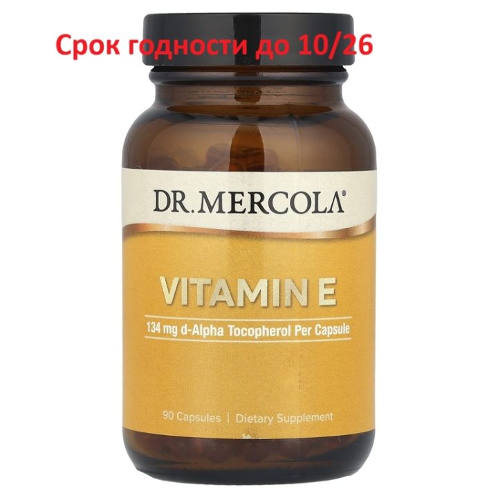 Dr. Mercola, Vitamin E, Витамин E, 90 капсул. Cрок до 10/26.