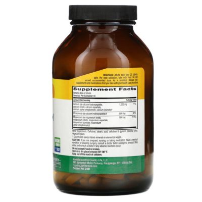 Country Life, Target-Mins, Calcium Magnesium, комплекс кальций и магний, 180 таблеток