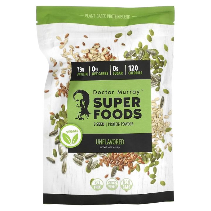 Dr. Murray's, Super Foods, веганский протеин 3 видов, суперфуд, без добавок, 453,5 г
