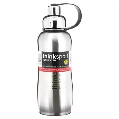 Thinksport, герметичная спортивная бутыль из нержавеющей стали, серебряная, 25 унций (750 мл)