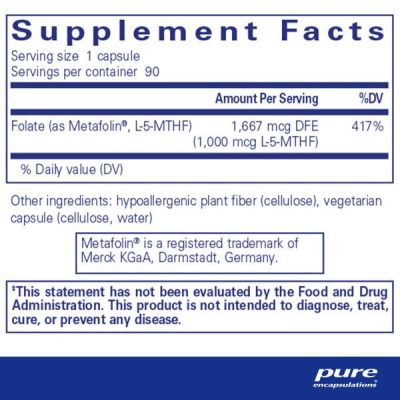 Pure Encapsulations, Folate, Фолат, 1000, 90 капсул