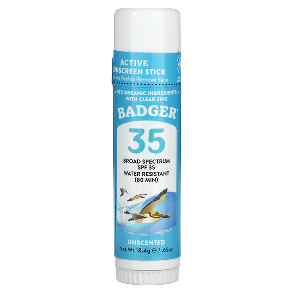 Badger Company, стик для лица, SPF 35, натуральное солнцезащитное средство, без запаха, 18,4 г